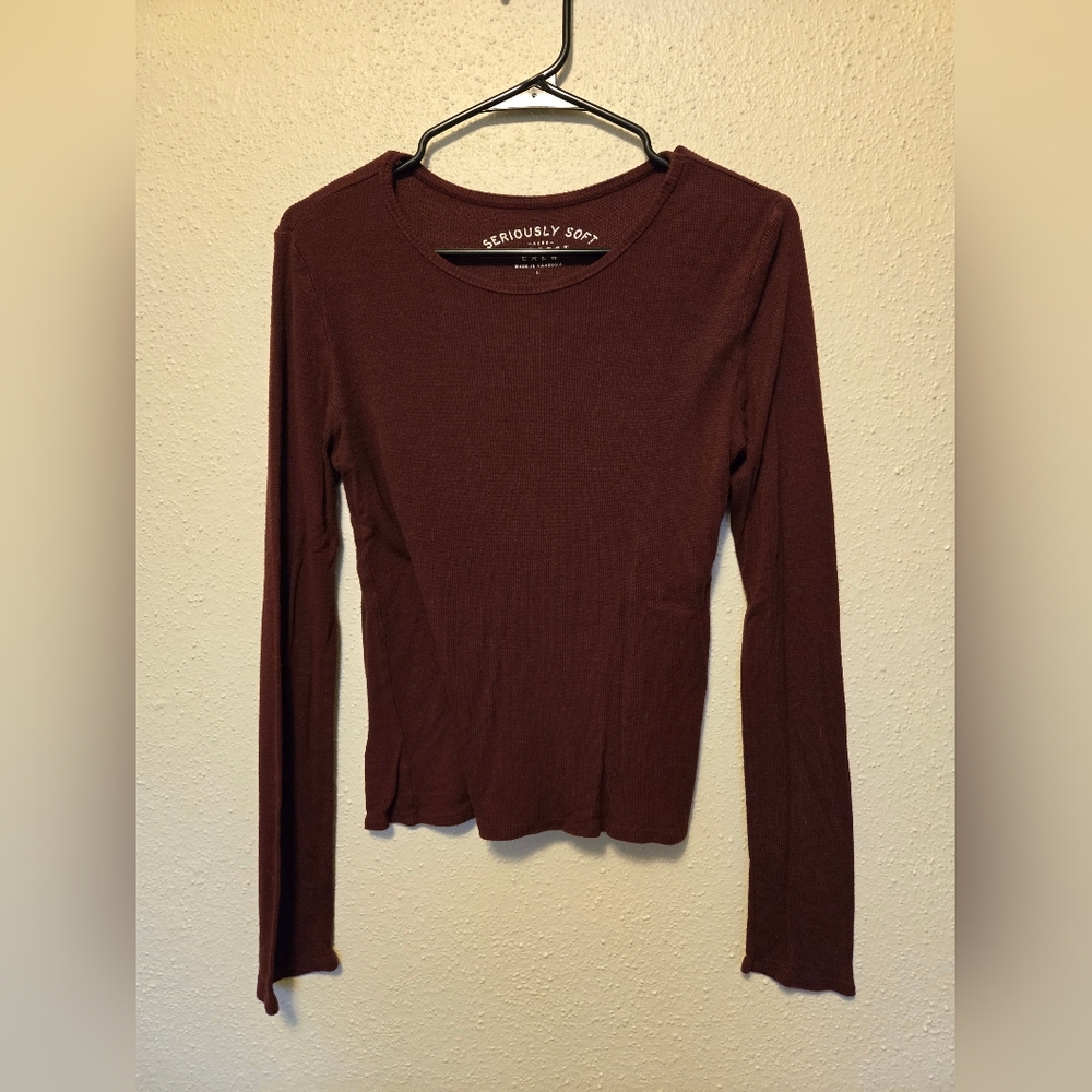 Aeropostale Seriously Soft Perfect Crew maroon long sleeve Large